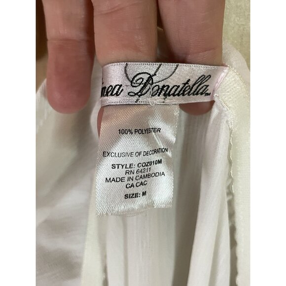 Linea Donatella Babydoll Lace Embroidered Nightgown Sz M Sexy Bridal White - Picture 4 of 5